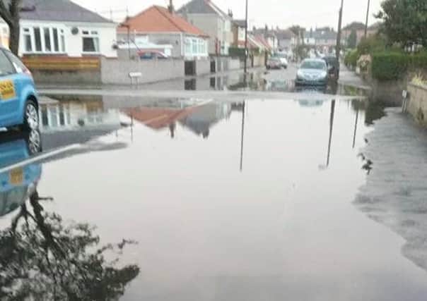 Flooding on Brook Road in Heysham on Saturday after a storm hit Morecambe. Picture: Darren Sharples.