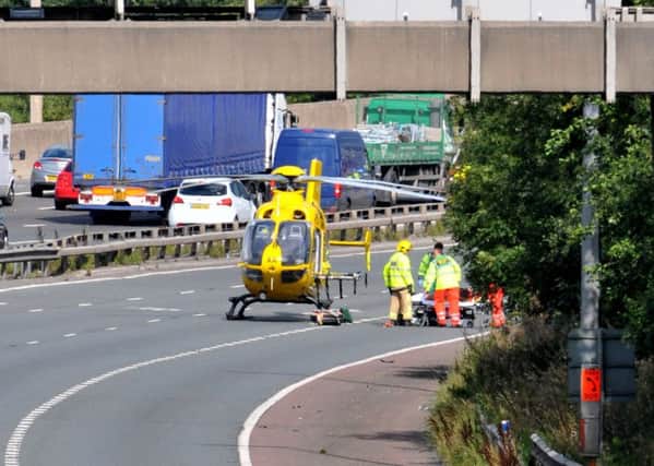 The M6 southbound is closed due to a crash near the M61 junction