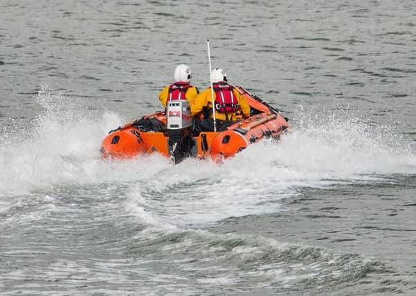 The Morecambe RNLI hovercraft races to the rescue of a man in the bay. Picture by Rob McEwen.