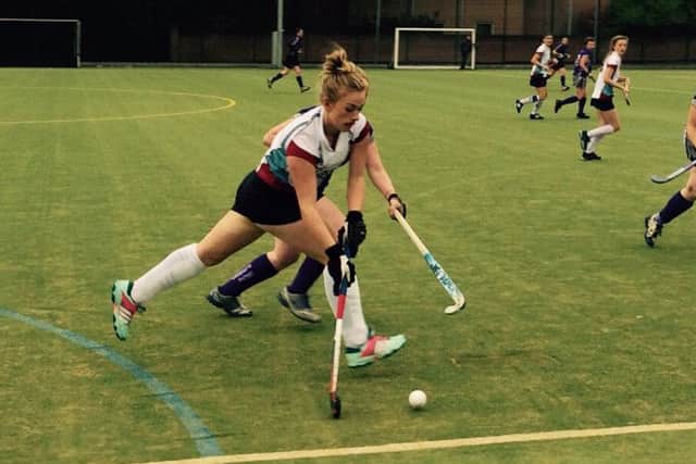 Laura Hayton in action for Lancaster Hockey Club's first team.
