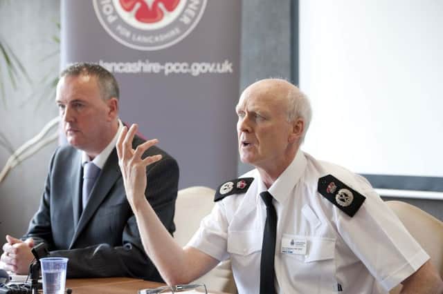 Photo Ian Robinson
Police press conference at Lancashire Constabulary headquarters in Hutton
Police and Crime Commissioner Clive Grunshaw and Lancashire Chief Constable Steve Finnigan