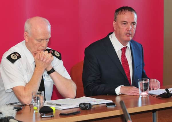 Police and Crime Commissioner Clive Grunshaw (right) with Chief Constable Steve Finnigan