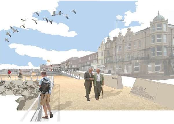 An artists impression of the promenade following the works to the sea wall. Photo credit:  Atkins.