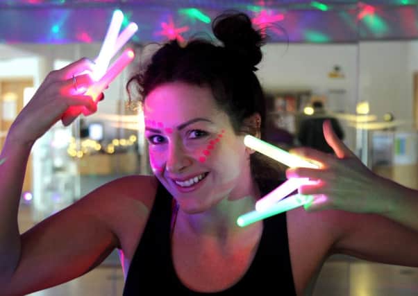 Glow Stick Exercise Classes 'Clubbercise" are being run by fitness Instructor Ruth Langley at Pure Leisure South Lakeland Leisure Village in Carnforth. 16th November 2015