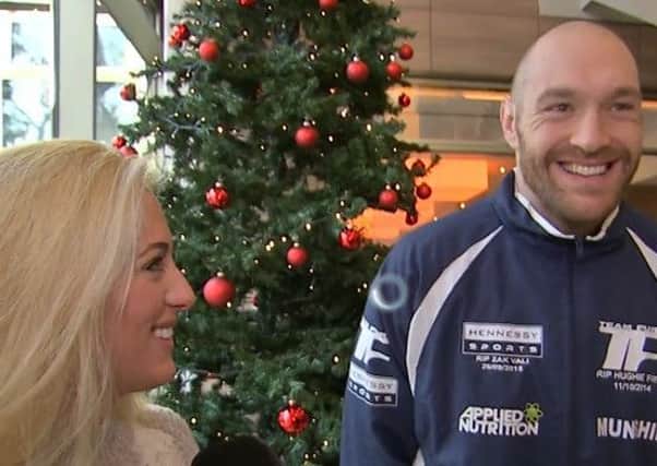 Tyson Fury and his wife Paris announcing her pregnancy before his fight on Saturday night. Clip from Sky Sports.