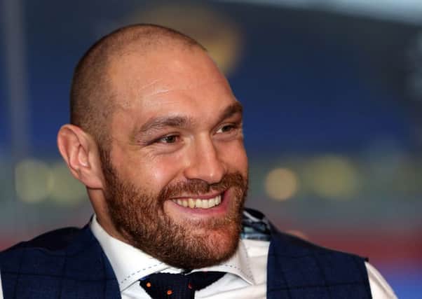 Tyson Fury during a homecoming event at the Macron Stadium, Bolton on Monday. PRESS ASSOCIATION Photo. Picture date: Monday November 30, 2015. See PA story BOXING Fury. Photo credit should read: Simon Cooper/PA Wire