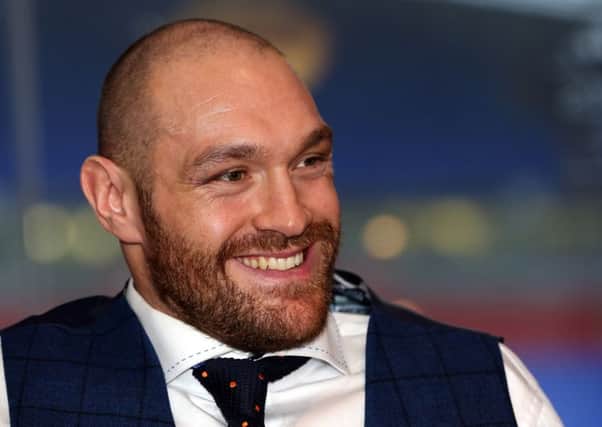 Tyson Fury during a homecoming event at the Macron Stadium, Bolton. PRESS ASSOCIATION Photo. Picture date: Monday November 30, 2015. See PA story BOXING Fury. Photo credit should read: Simon Cooper/PA Wire