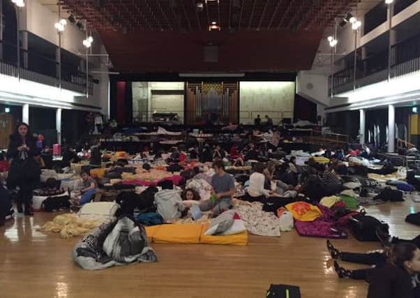 Students were evacuated from Lancaster University accommodation and housed in the Great Hall, the chaplaincy, LICA or the Nuffield. Photo by Matthew Gillings.