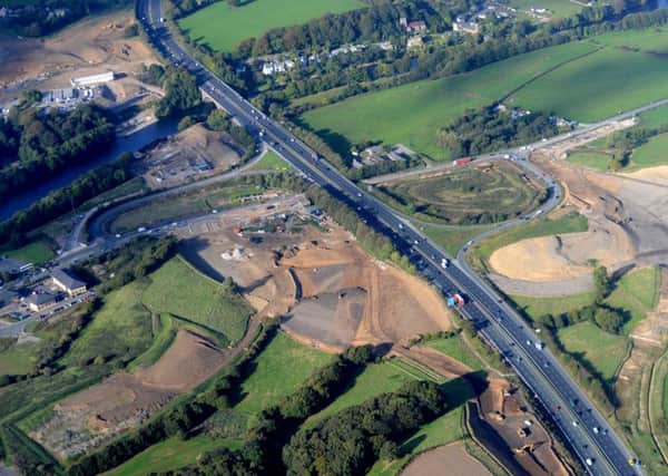 The Heysham Link road taking shape at Junction 34 of the M6 as taken from the air by the National Police Air Service Warton at the end of September 2014.