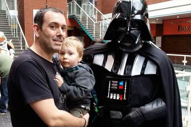 Simon and Lucas Hogg meet Darth Vader.