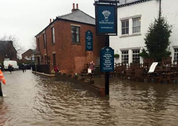 The flooded Wheatsheaf pub in Croston