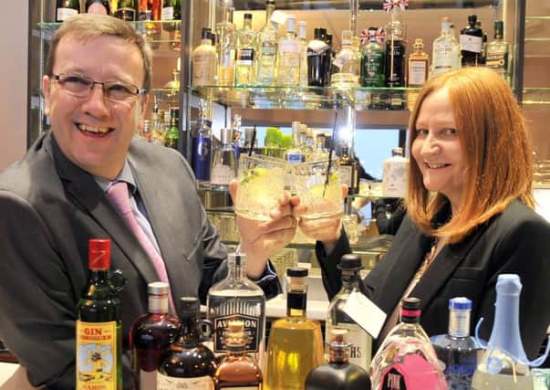 Aspect owners Paul Bury and Judy Edmondson are ready for the Ginfest at Aspect, Morecambe