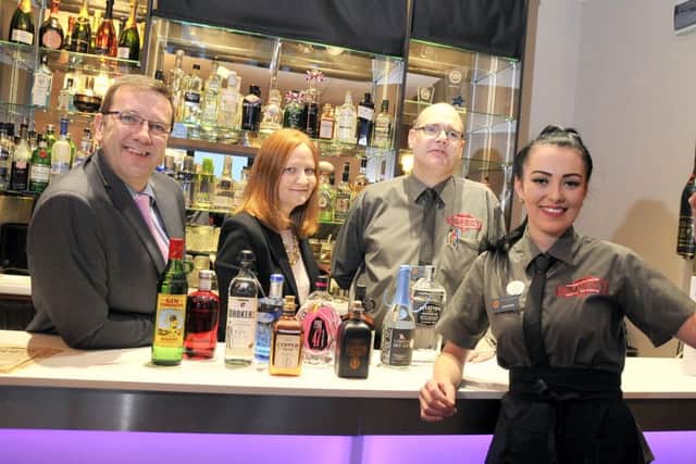 From left, Paul Bury, Judy Edmondson, Gary Quinney and Shannon Kilgallon are ready for the Ginfest at Aspect, Morecambe