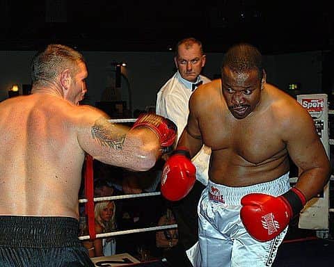 Tim Witherspoon and Alan Lingwood box at the Carleton in 2008.