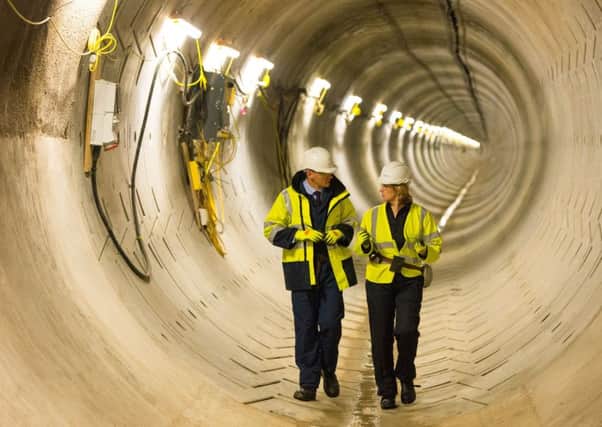 Energy and Climate Change Secretary Amber Rudd with National Grid Executive Director John Pettigrew visiting new underground power cable tunnels in London last November. Similar tunnels could be dug under Heysham for a major new electricity link. Photo: Dominic Lipinski/PA Wire