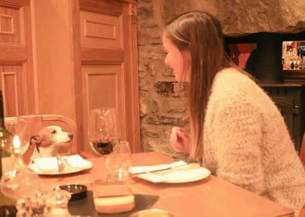 Charlotte Britton and Milly check out the new dog friendly eating area at the Sun Inn at Kirkby Lonsdale.