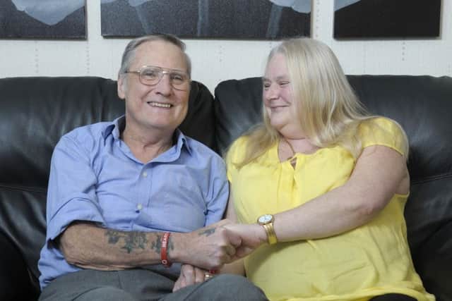 Barry Taylor from Heysham had one of the area's first heart transplants 20 years ago.  He is pictured with wife Angie Taylor.