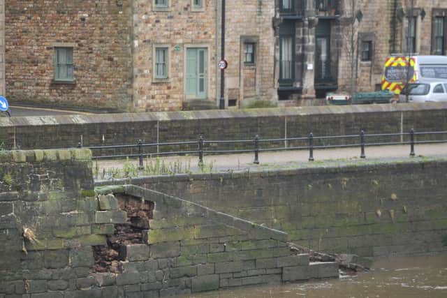 The flooding in December damaged the quay wall in Lancaster. PIC BY ROB LOCK 7-12-2015