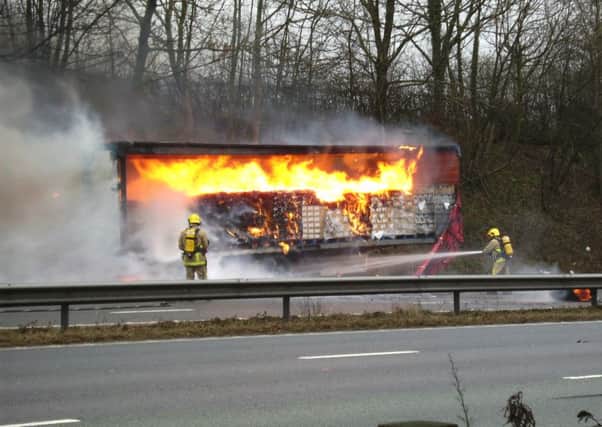 Pictures submitted by Bob Parry of a lorry fire on the M6 between J34 and J33