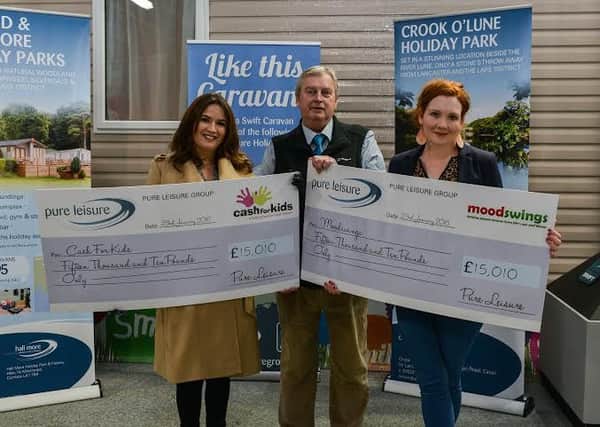 Coronation Street's Debbie Rush (left) and Jennie McAlpine (right) collected Â£30,000 from Pure Leisure Group's Trevor White at the weekend, after a ball to raise money for two causes close to their hearts.