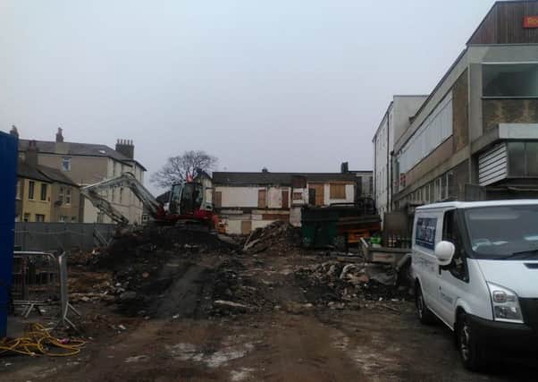 Part demolition is now complete on the former Morecambe Visitor office on Victoria Street.