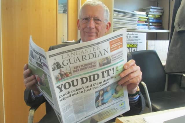 Nick Hewer supporting Lancaster and Morecambe newspapers. Picture by Gemma Sherlock