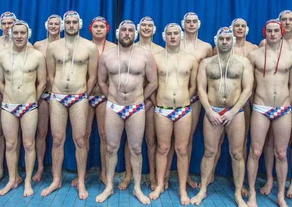 Lancaster City Swimming and Water Polo Club line up in Sheffield.