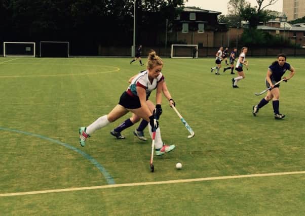 Laura Hayton in action for Lancaster Hockey Club's first team.