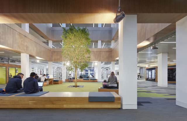 Lancashire University's refurbished library with the Fiscus Tree as a centrepiece