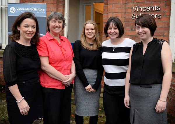 Lisa Lodge (front left) and her team at the Garstang office (L-R) Lesley Nichols, Alice Cowell, Alison Kidd, Rebecca Perkes