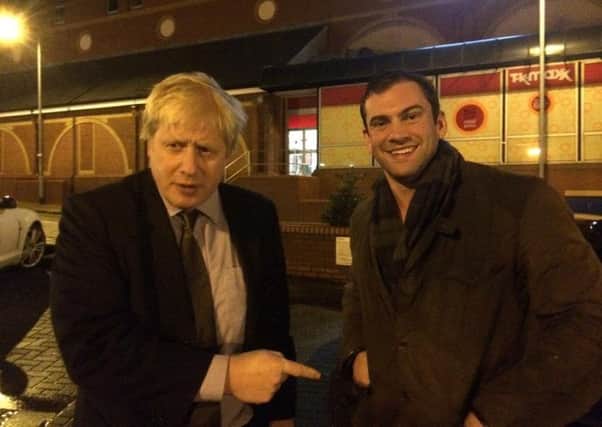 Conservative mayor of London, Boris Johnson with George Askew, a Lancaster city councillor and Conservative campaigner who has died, aged 32.