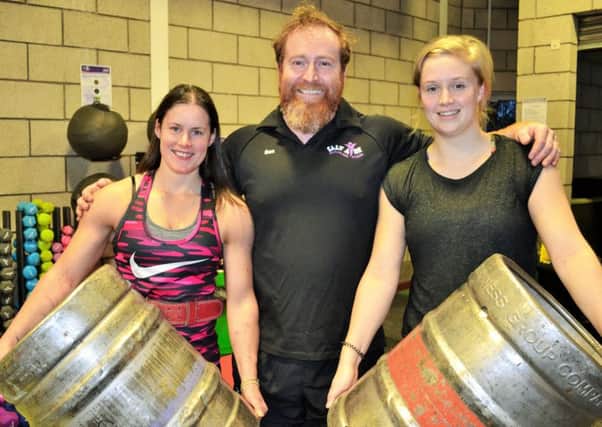 Competitor Kate Connolly from Chester who trains at Salt Ayre, Salt Ayres Health and Fitness Coordinator, Ben France and local competitor, Rosie Pearson of Lancaster.
