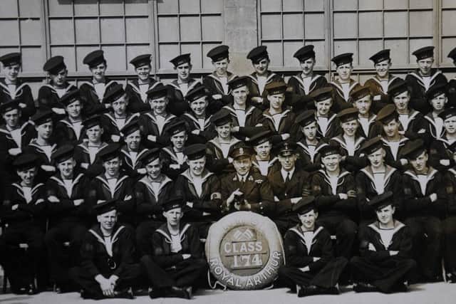 Reg Menzies during his Royal Navy training. He is pictured in the second row from the back, third from left.