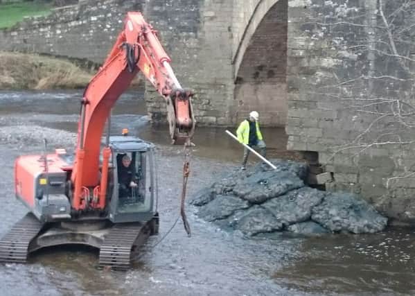 Temporary protection was added to The Loyne Bridge at Gressingham following the floods