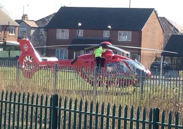 North West Air Ambulance attending to the collision, near West End Road. Picture by Nigel Thompson.