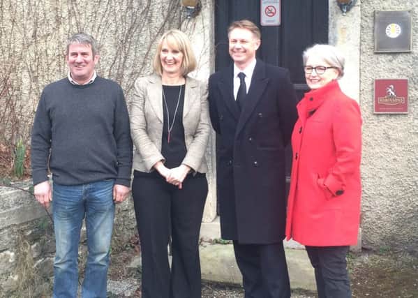 Rob Greenwood, Sandy Potts, David Morris MP and Mary Rose Selman outside the New Inn at Yealand which volunteers want to run as a community pub.