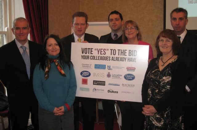 Bill Johnston, managing director of The Bay (third left) with colleagues from the Lancaster Business Improvement District at a BID awareness meeting in 2015.