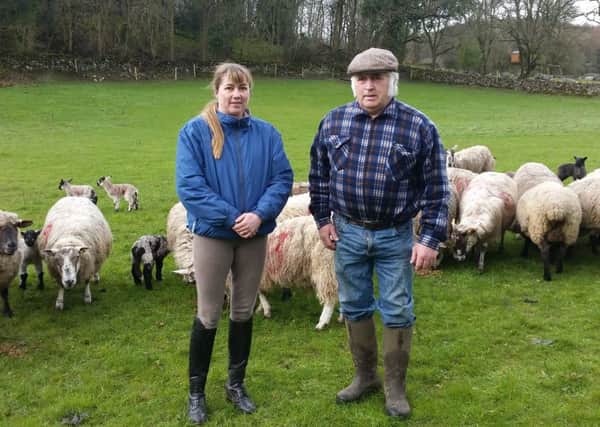 Sarah Robinson and her father Robert Pennington on Greenbank Farm.