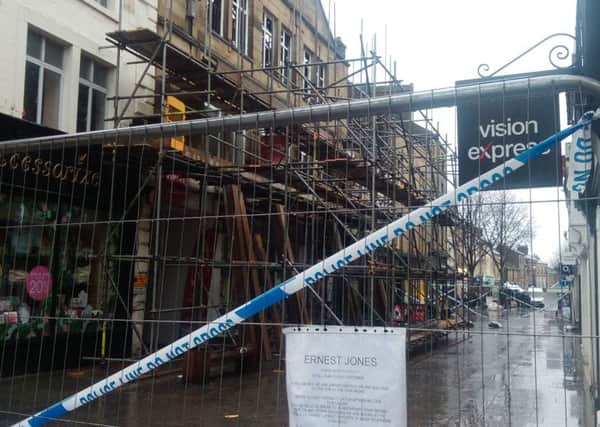 Shops closed and cordoned off in Penny Street, Lancaster, after Thursday's fire.