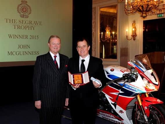 John McGuinness is awarded the Segrave Trophy.