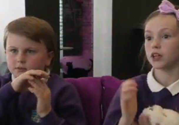 Pupils from Morecambe Bay Primary School talking about Sam the Dog on BBC Newsround.