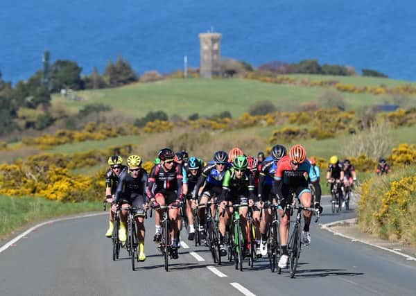 James Gullen, in green and black Pedal Heaven colours, in action at the Manx International Grand Prix. Picture: British Cycling