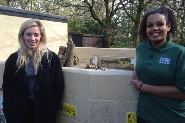 Beth Nortley and Ayesha Shin who look after the meerkats in Lancaster.