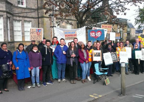 Junior doctors on strike outside the Royal Lancaster Infirmary.