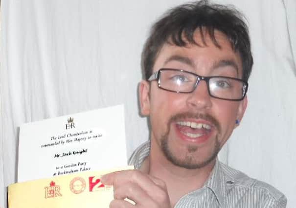 Jack Knight with his invite to the Queen's Garden Party.