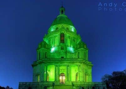 The Ashton Memorial goes green for the hospice and Green Ayre rises. Picture by Andy Cruxton.