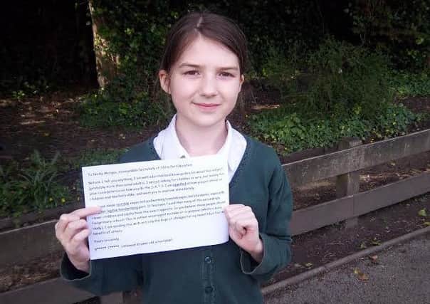 Bethia Taylor with her letter to Nicky Morgan.