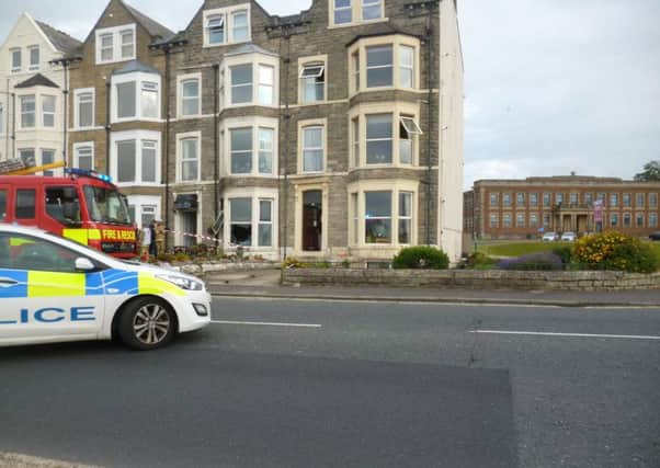 The scene on Marine Road East in Morecambe after a fire on Monday night.