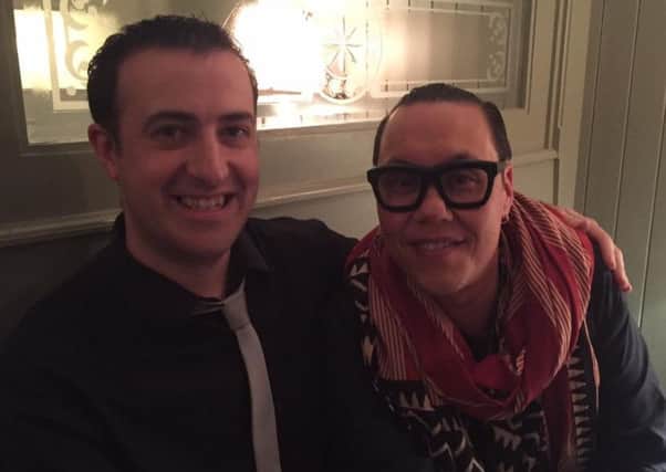 Bar manager Russel Bradshaw with Gok Wan at the Borough in Lancaster.