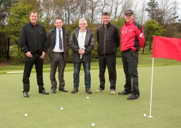 Pictured at the opening of Heysham Golf Club's new Short Game Academy are Dave Hutchinson, course manager, Tony Johnson and Dave Campbell from Bay Radio, head professional Ryan Done and Senior Tour pro Gary Wolstenholme.